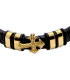 Bracelet Gourmette en cuir avec croix plaqué or