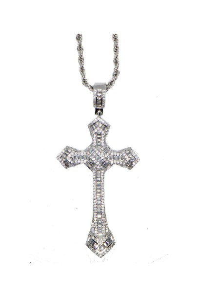 Pendentif Croix en Maille Torsadée argenté