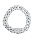 Bracelet chaîne à mailles gourmette  décorée de cristaux brillants argenté