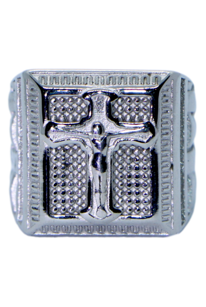 Bague chrétienne avec croix de jesus argenté