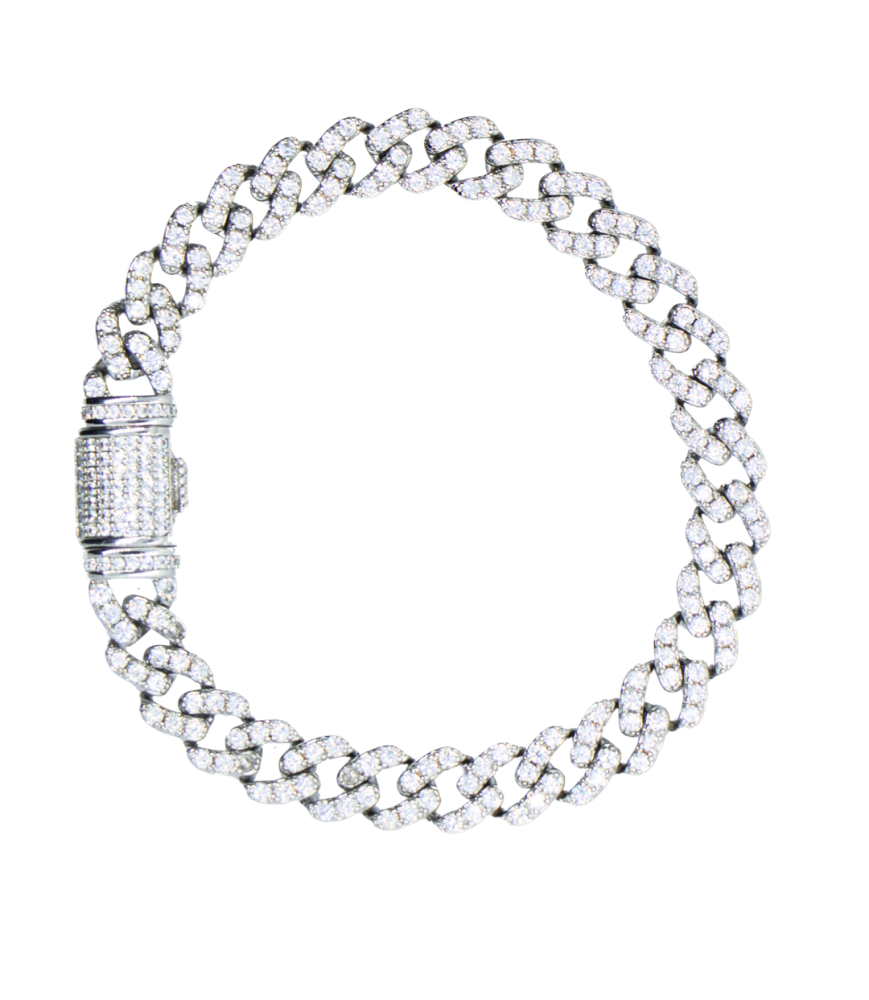 Bracelet gourmette décorée de cristaux brillants argenté