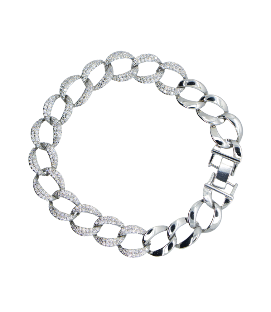 Bracelet masculin à maille gourmette argentée